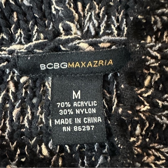 BCBGMaxAzriw Black Chunky Knit Hoodie Cardigan Sweater - Picture 3 of 4